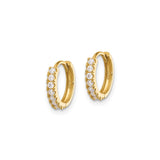 14k Yellow Gold Huggie Hoop Earrings with Cubic Zirconia, Small Lightweight Hoops for Women