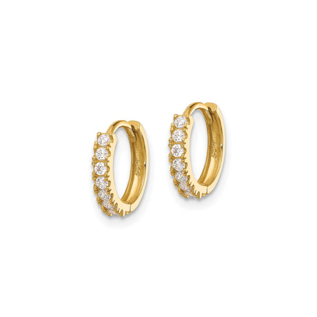 14k Yellow Gold Huggie Hoop Earrings with Cubic Zirconia, Small Lightweight Hoops for Women