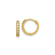 14k Yellow Gold Huggie Hoop Earrings with Cubic Zirconia, Small Lightweight Hoops for Women