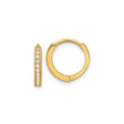14k Yellow Gold Huggie Hoop Earrings with Cubic Zirconia, Milgrain Detail, Classic Style for Women