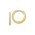 14k Yellow Gold Hoop Earrings with Cubic Zirconia Accents, Polished Round Design for Women