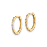 14k Yellow Gold Hoop Earrings with Cubic Zirconia, Diamond Cut, Sleek Round Design