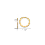 14k Yellow Gold Hoop Earrings with Cubic Zirconia, Diamond Cut, Sleek Round Design