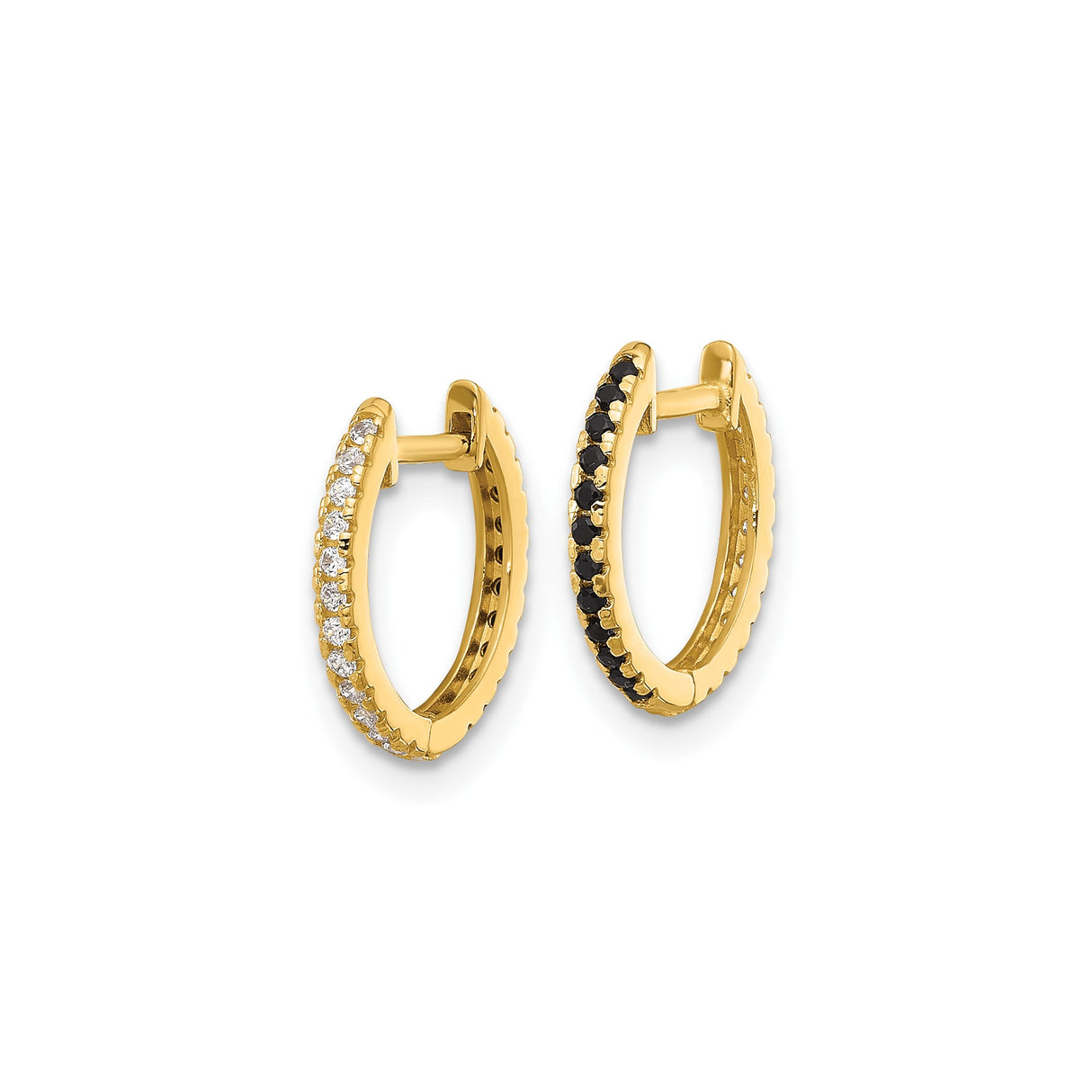 14k Yellow Gold Huggie Hoop Earrings with Round Cut Cubic Zirconia, Minimalist Style
