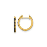 14k Yellow Gold Huggie Hoop Earrings with Round Cut Cubic Zirconia, Minimalist Style