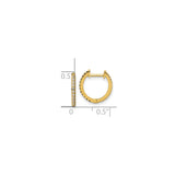 14k Yellow Gold Huggie Hoop Earrings with Round Cut Cubic Zirconia, Minimalist Style