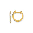 14k Yellow Gold Huggie Hoop Earrings with Round Cut Cubic Zirconia, Minimalist Style
