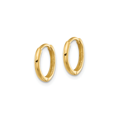 14k Yellow Gold Hoop Earrings, Small Hinged Hoops with Polished Finish, Unisex Minimalist Design