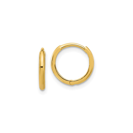 14k Yellow Gold Hoop Earrings, Small Hinged Hoops with Polished Finish, Unisex Minimalist Design