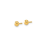 14k Yellow Gold Stud Earrings, Polished Round Dome Design, Unisex Minimalist Jewelry