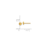 14k Yellow Gold Stud Earrings, Polished Round Dome Design, Unisex Minimalist Jewelry