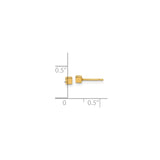 14k Yellow Gold Stud Earrings, Square Cube Minimalist Geometric Design for Women and Men