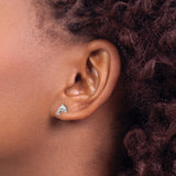 14k White Gold Dolphin Stud Earrings, Polished Marine Life Design for Women or Girls