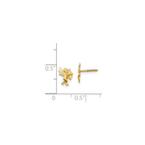 14k Yellow Gold Cupid Stud Earrings with Bow Design, Romantic Angel Theme Jewelry