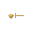 14k Yellow Gold Heart Stud Earrings with Brushed Finish and Teardrop Accents