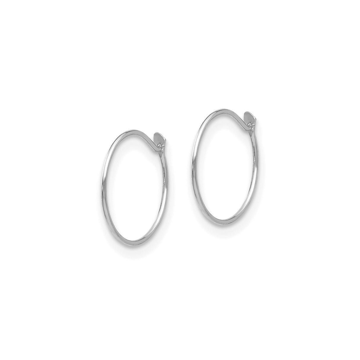 14k White Gold Hoop Earrings, Small Polished Minimalist Style for Women