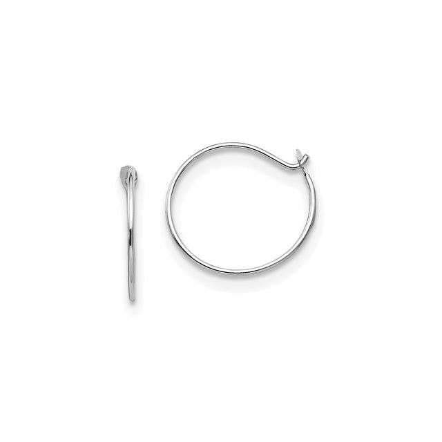 14k White Gold Hoop Earrings, Small Polished Minimalist Style for Women