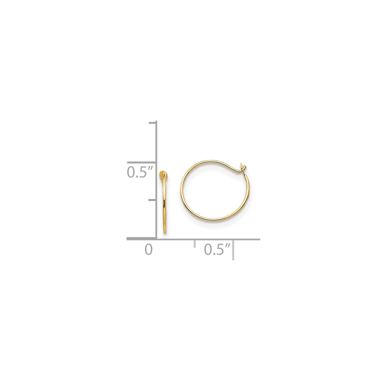 14k Yellow Gold Hoop Earrings, Classic Minimalist Round Design for Women