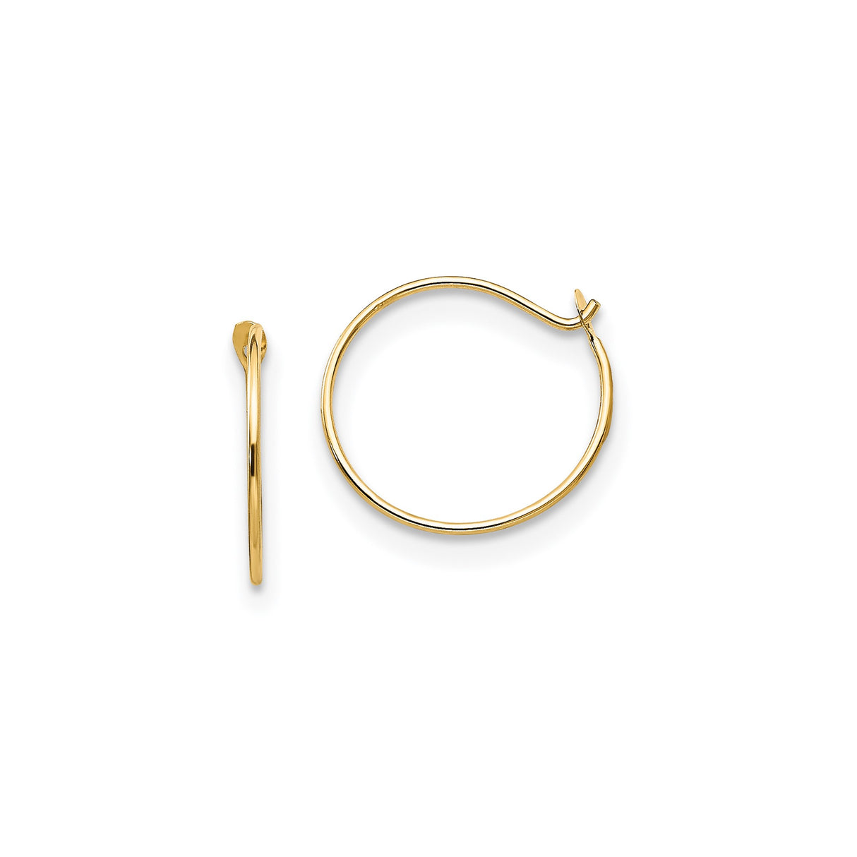 14k Yellow Gold Hoop Earrings, Classic Minimalist Round Design for Women