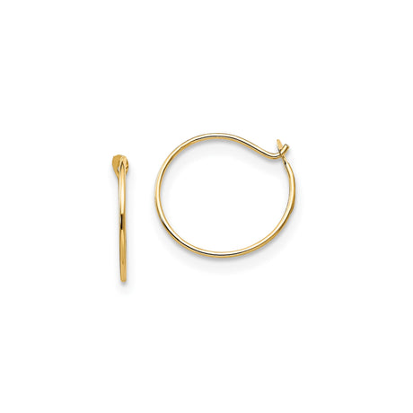 14k Yellow Gold Hoop Earrings, Classic Minimalist Round Design for Women