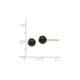 14k Yellow Gold Stud Earrings with Polished Black Onyx Ball, Minimalist Design for Women