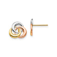 14k Tri Color Gold Love Knot Stud Earrings with Interlocking Circles for Women