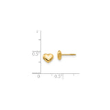 14k Yellow Gold Heart Stud Earrings, Puffed Design with Polished Finish for Women