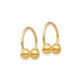 14k Yellow Gold Barbell Earrings with Polished Ball Ends, Circular Hoop Design
