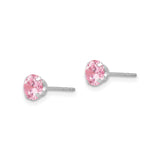 14k White Gold Stud Earrings with Round Cut Cubic Zirconia, October Birthstone Style for Women