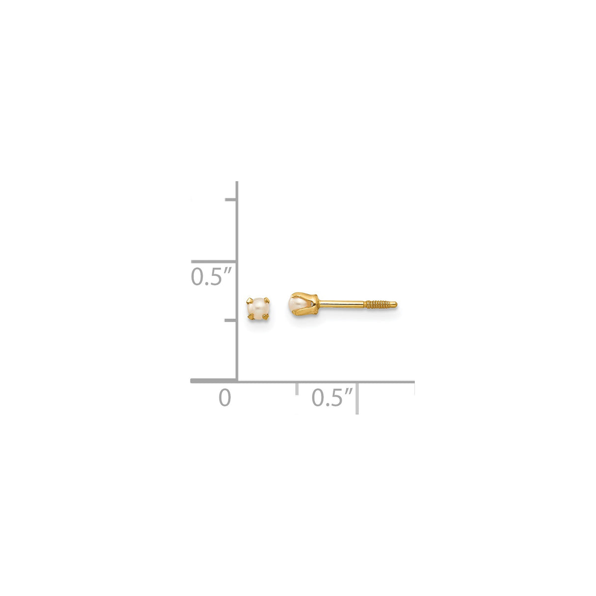 14k Yellow Gold Stud Earrings with Cultured Pearl in Four-Prong Setting, Minimalist Style