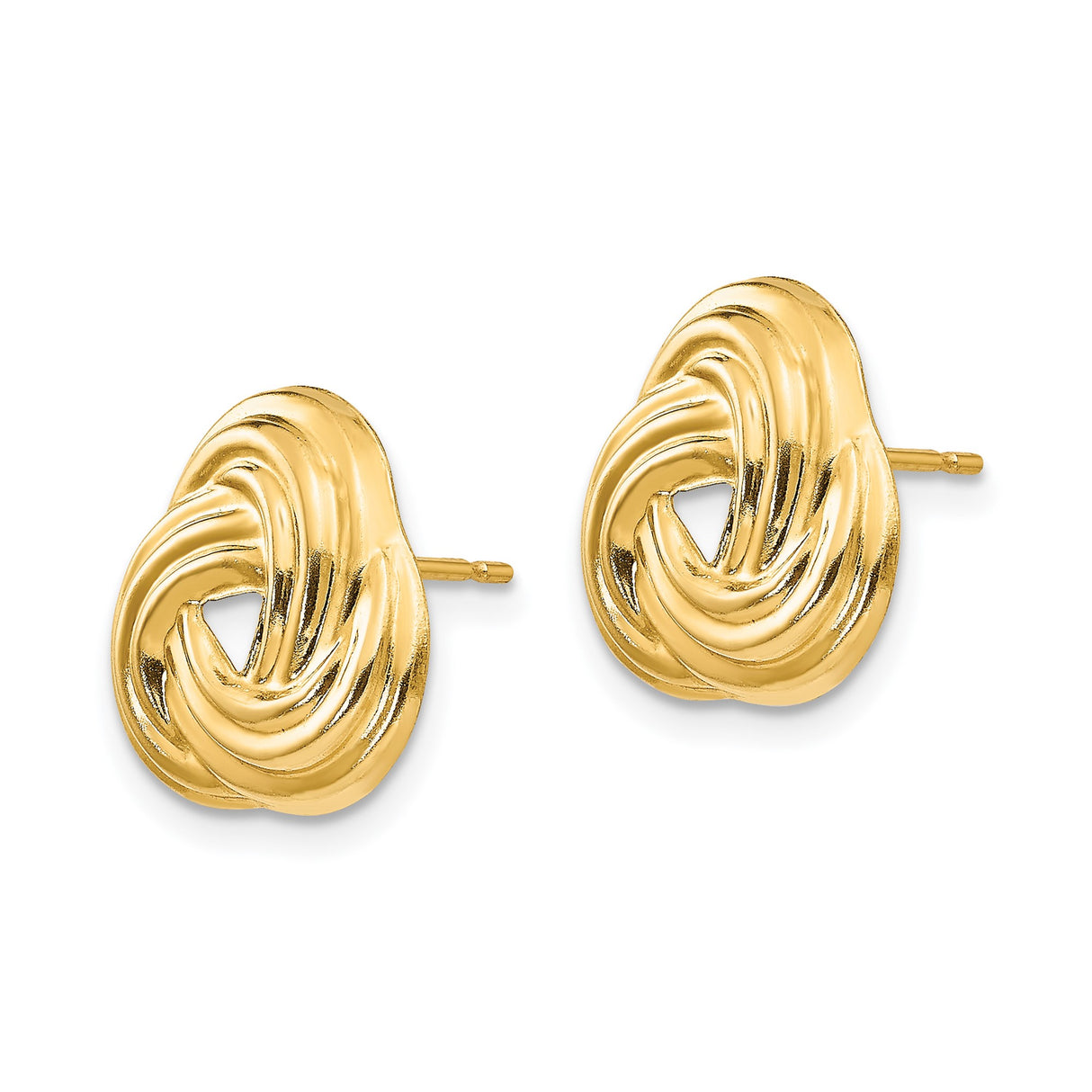 14K Yellow Gold Love Knot Stud Earrings Twisted Knot Design