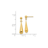 14k Yellow Gold Teardrop Dangle Earrings, Lightweight Polished Minimalist Design for Women