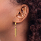 14k Yellow Gold Chandelier Dangle Earrings with Cascading Beaded Fringe Design for Women