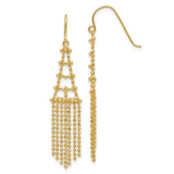 14k Yellow Gold Chandelier Dangle Earrings with Cascading Beaded Fringe Design for Women