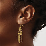 14k Yellow Gold Chandelier Earrings with Beaded Chain Drops and Lattice Design