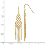 14k Yellow Gold Chandelier Earrings with Beaded Chain Drops and Lattice Design