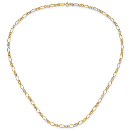 14K Yellow Gold 3 mm Polished Chain Necklace, Solid