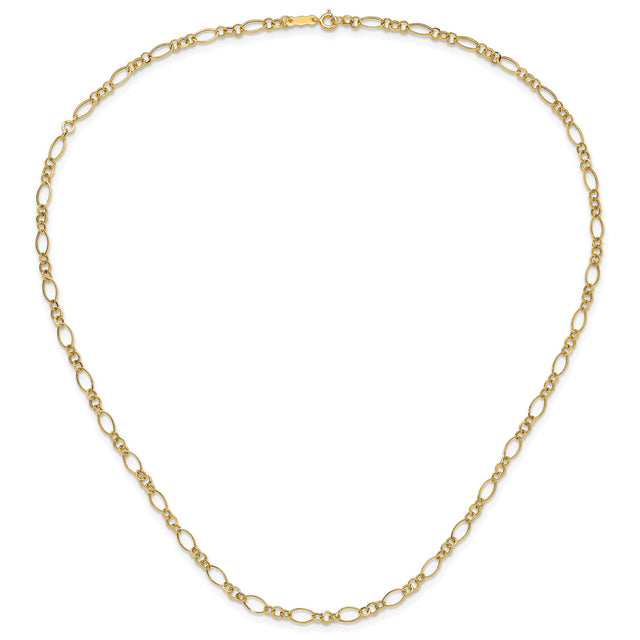 14K Yellow Gold 3 mm Polished Chain Necklace, Solid