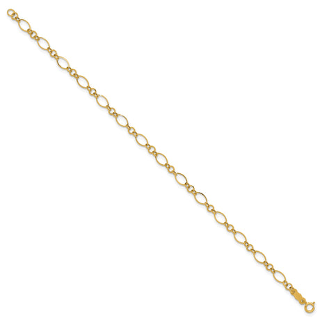 14K Yellow Gold 3 mm Polished Chain Bracelet, Solid