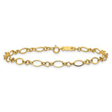 14K Yellow Gold 3 mm Polished Chain Bracelet, Solid alternate angle