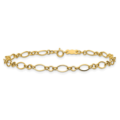 14K Yellow Gold 3 mm Polished Chain Bracelet, Solid alternate angle