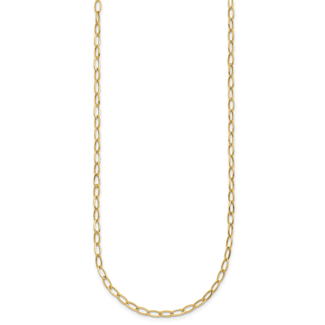 14K Yellow Gold 2.5 mm Polished Chain Necklace, Solid