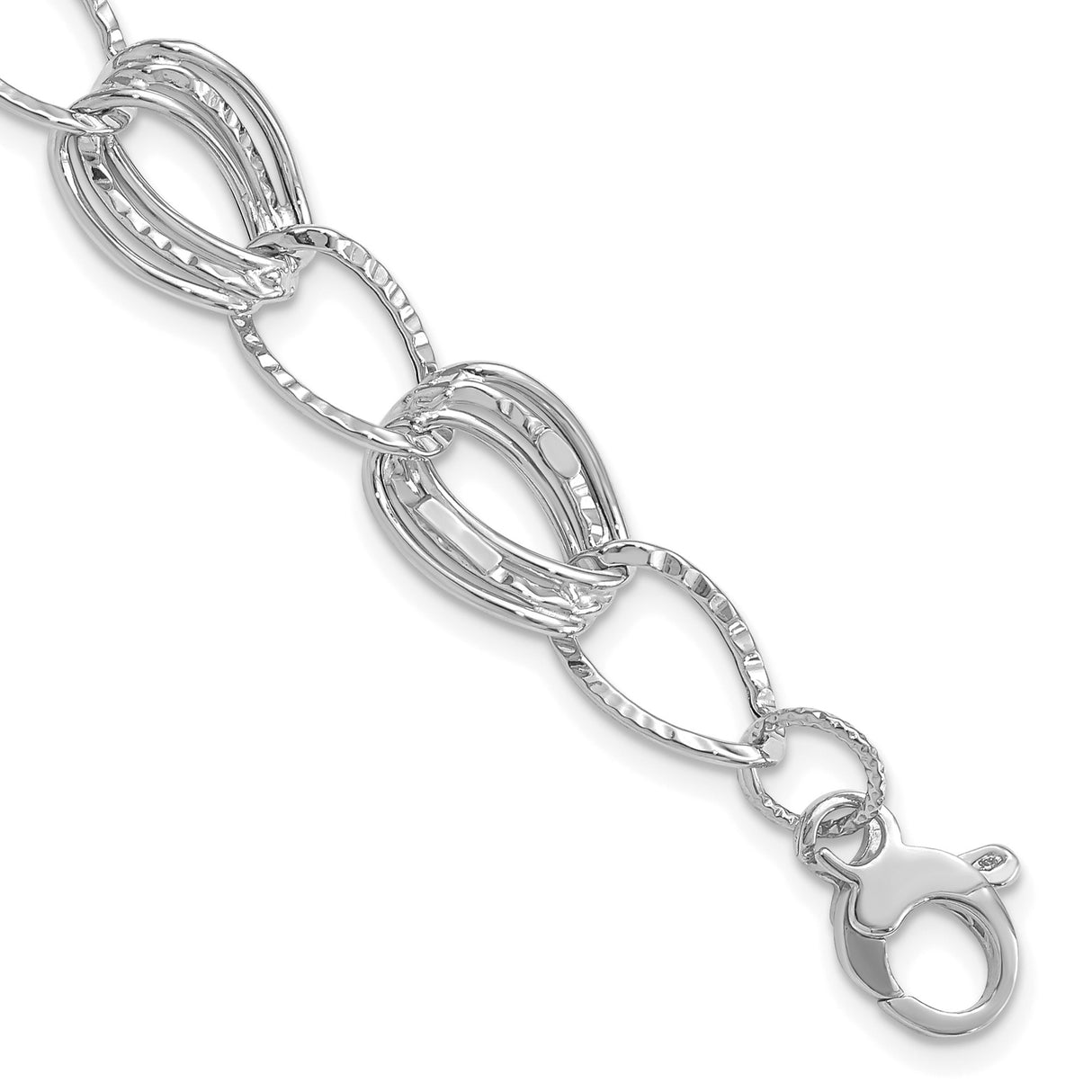 14K White Gold 11 mm Polished Chain Bracelet alternate angle