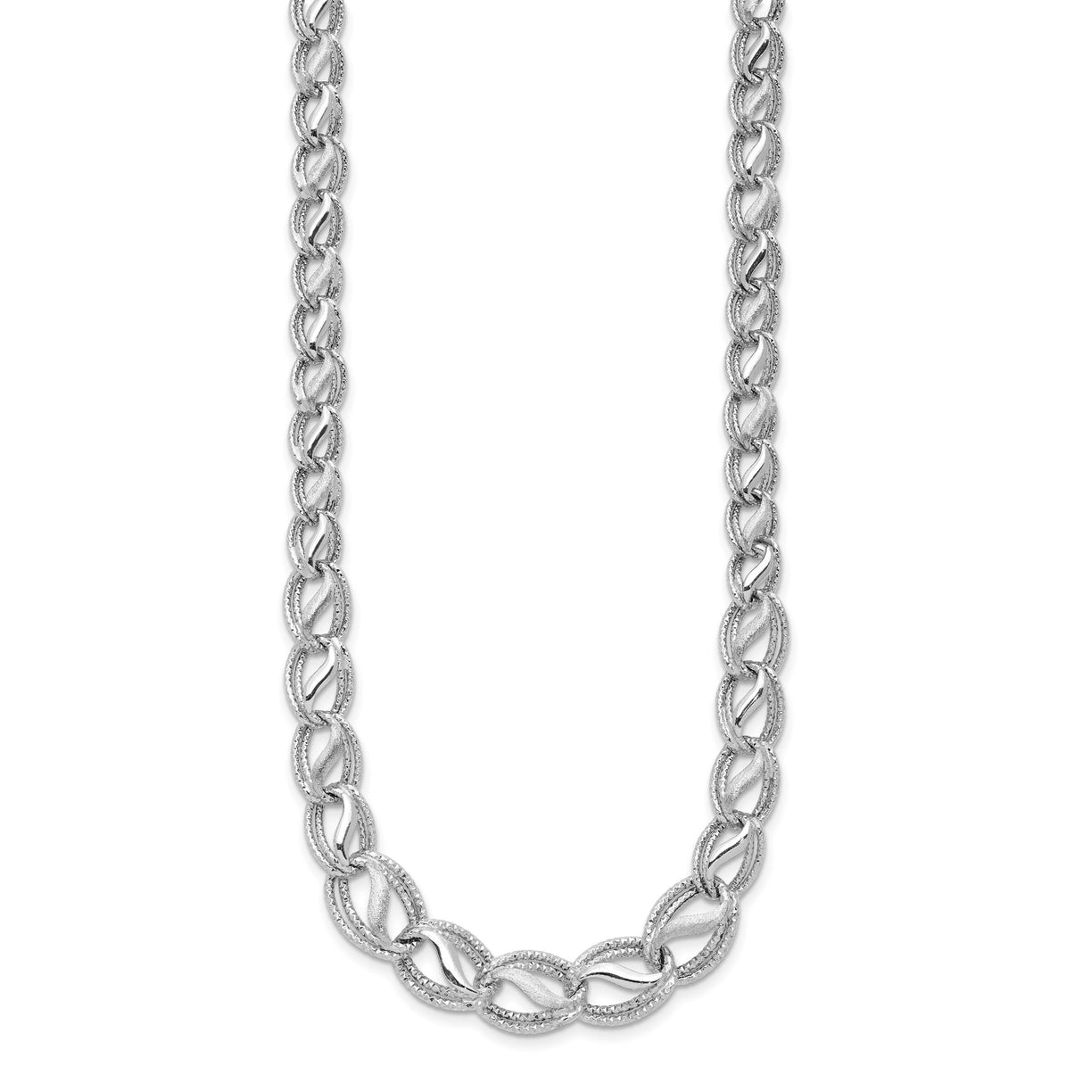 14K White Gold 11 mm Polished Chain Necklace
