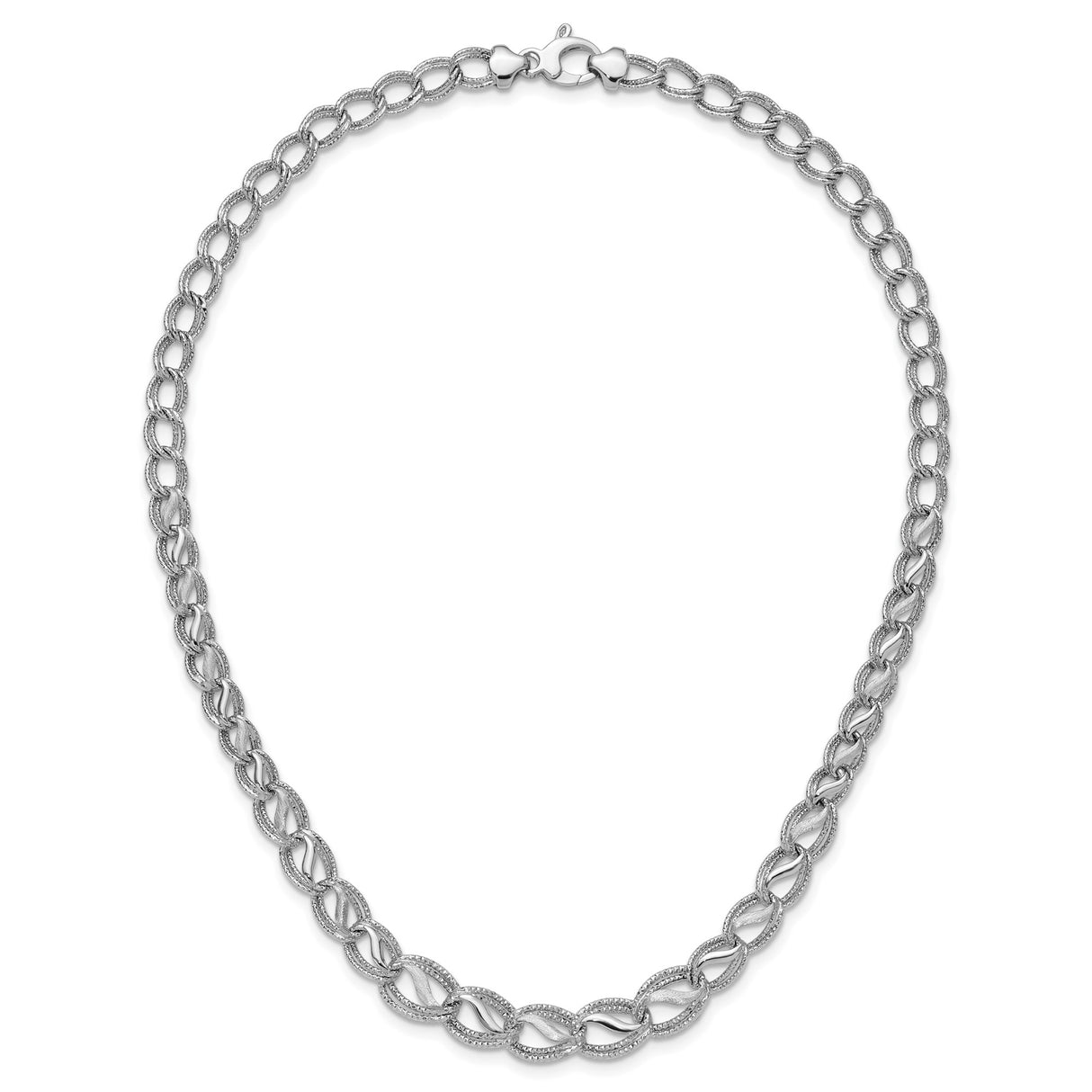 14K White Gold 11 mm Polished Chain Necklace alternate angle