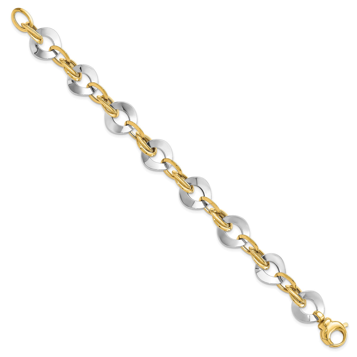 14K Two-tone Gold 14.5 mm Polished Chain Bracelet