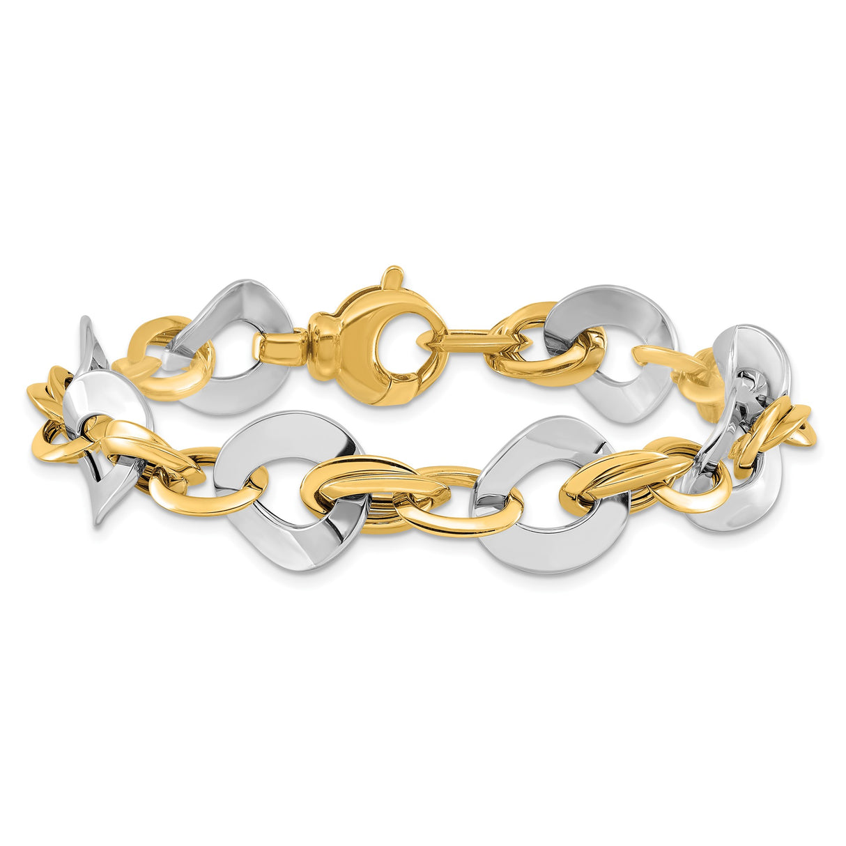 14K Two-tone Gold 14.5 mm Polished Chain Bracelet alternate angle