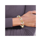 14K Two-tone Gold 14.5 mm Polished Chain Bracelet detail view