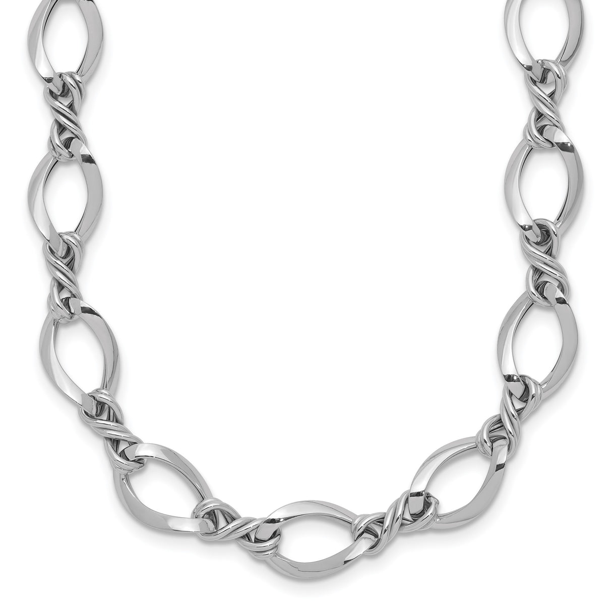 14K White Gold 8.3 mm Polished Chain Necklace detail view