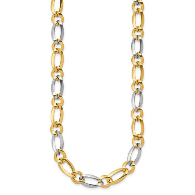 14K Two-tone Gold 7.3 mm Polished Chain Necklace